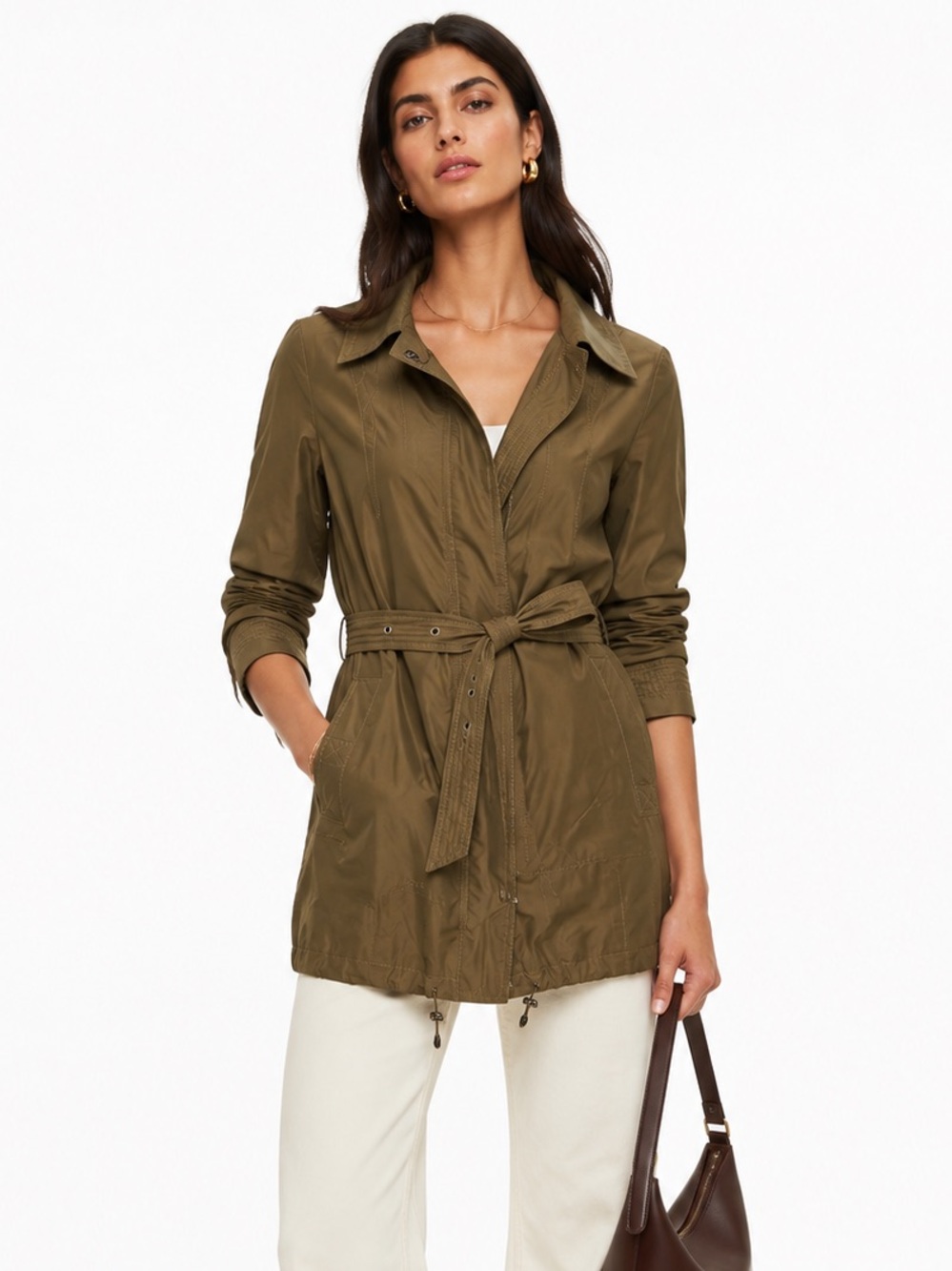 Trina Turk Olive Canvas Jacket with Belt